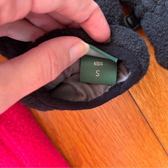 L.L. Bean Kids Pink Fleece Vest and L.L. Black Mittens Set - Picture 4 of 4